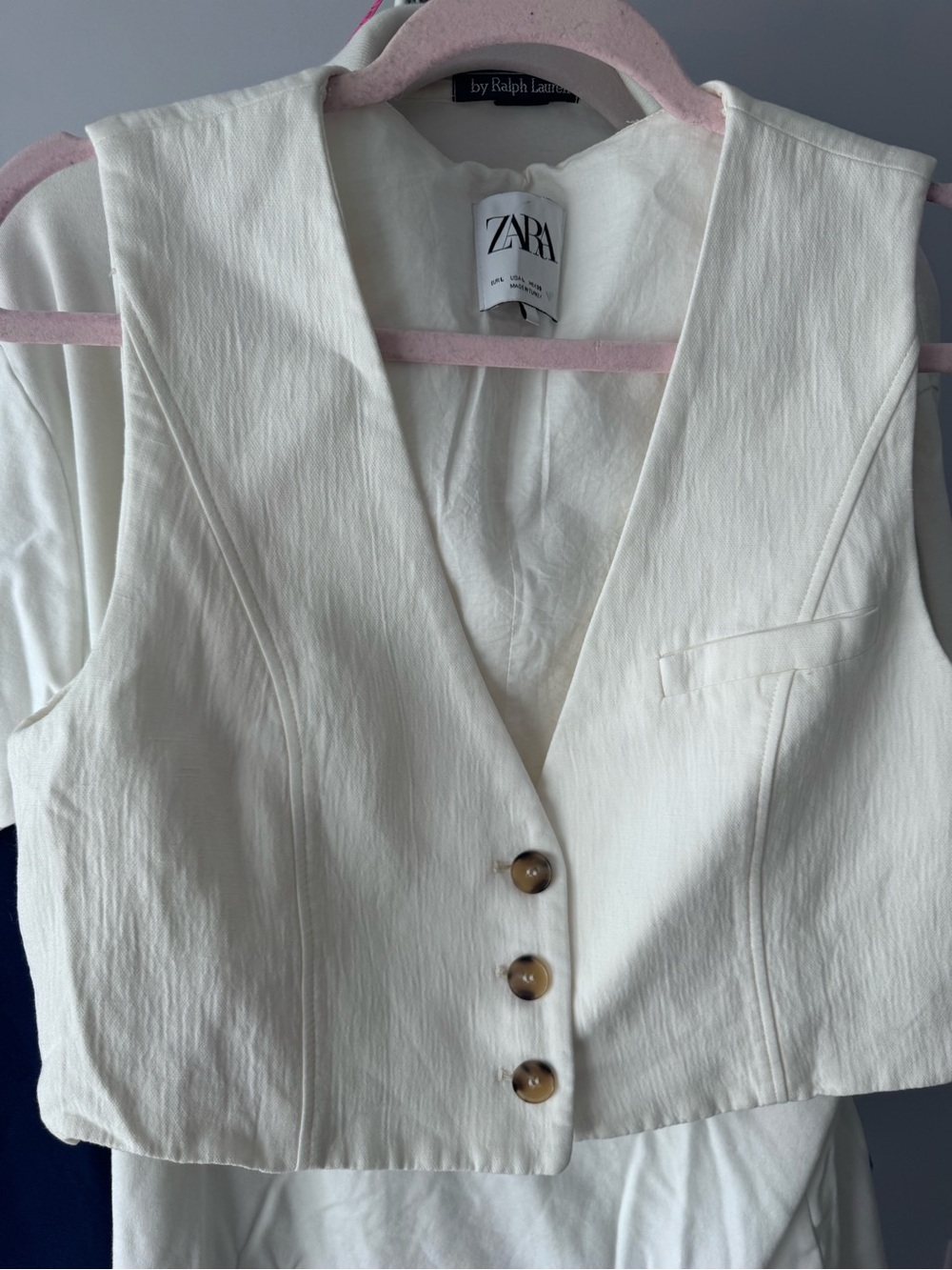 ZARA Cream Button-Front Tailored Vest